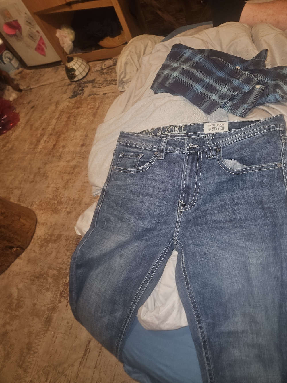Men's Slim Straight Jeans in Blue Denim - Axel